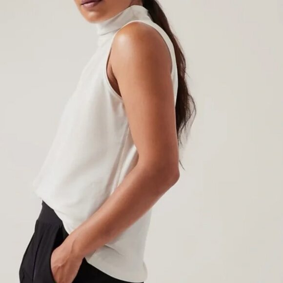Athleta White Mock Neck Tank Top - Picture 4 of 4